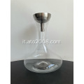 Vetro decanter trasparente con tappo in acciaio inossidabile